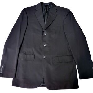 Pronto Uomo Couture Super 120s Wool Black Blazer Jacket Size 38 Long